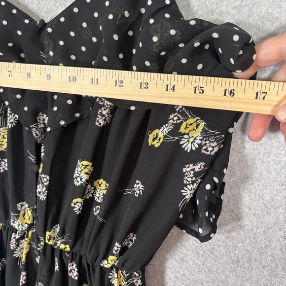 Maurices Fairy Coquette Y2K Dress XS Sheer Polka Dot Floral Asymmetric Babydoll - Picture 8 of 16